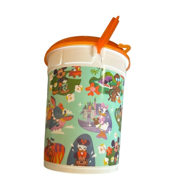 Disney Toy Bucket with Orange Lid and Green Design - Picture 2 of 3